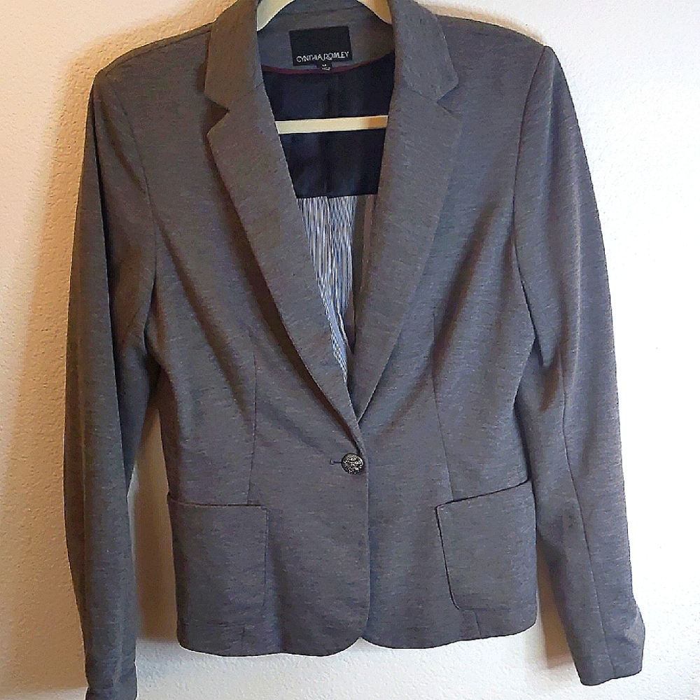 Cynthia Rowley Charcoal Short Blazer Excellent Cut, Office Elegant Size M